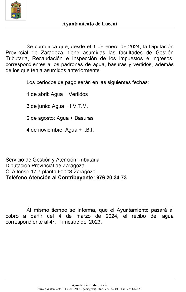 BANDO INFORMATIVO TRIBUTOS DPZ