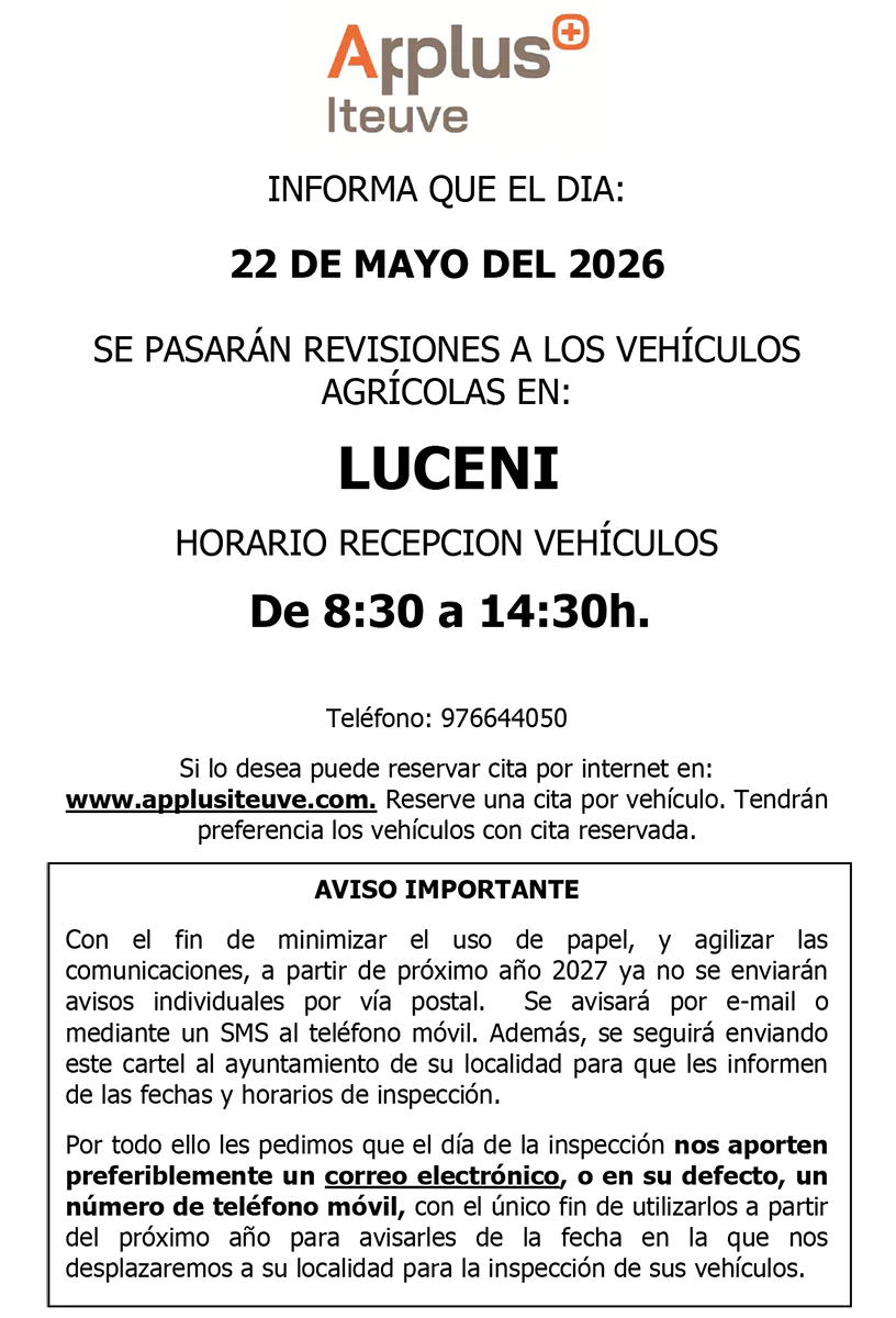 ITV AGRÍCOLA LUCENI 2026